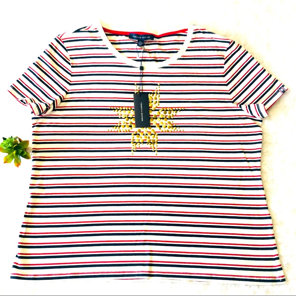 Tommy Hilfiger Blouse Casual Striped Short Sleeve